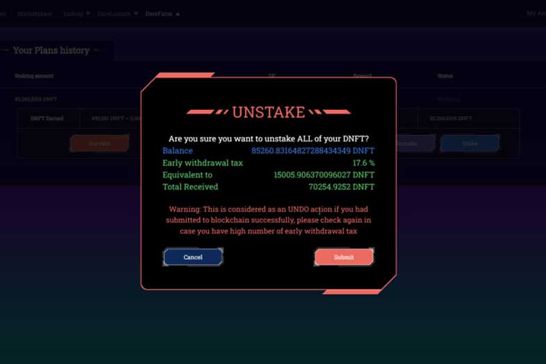 Dareplay unstake feature