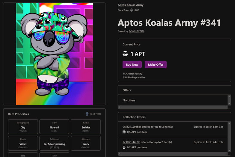 Aptos Koalas Army NFT collection