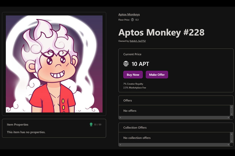 Aptos Monkey NFT on Aptos Blockchain
